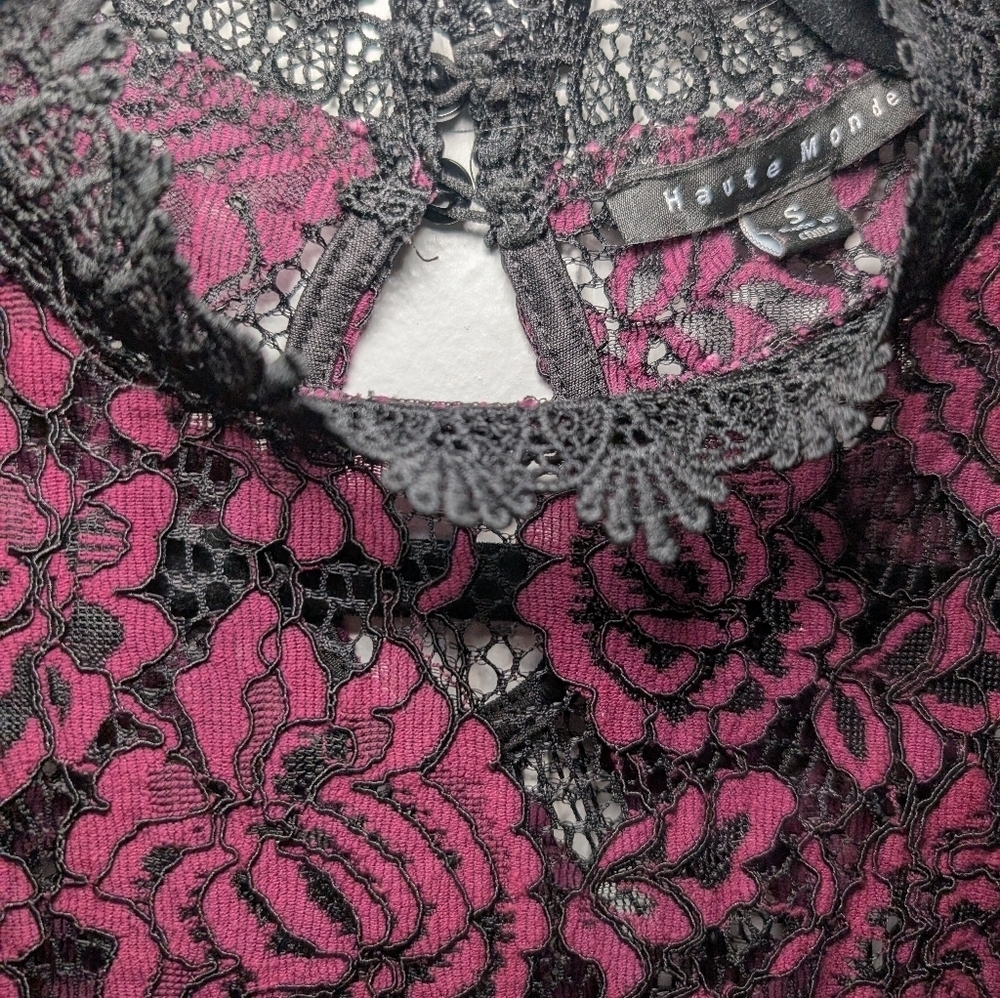 Haute Monde Red and Black Embellished Sleeveless Blouse - Picture 6 of 7
